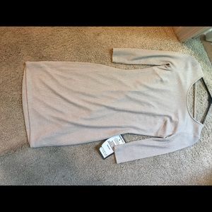 Nude sparkly body con dress with 3/4 sleeves